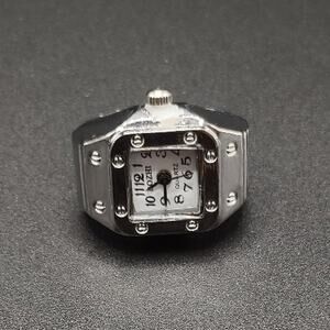 Silver Ring Watch Men's Women's Square Birthday Valentine's Anniversary Gift